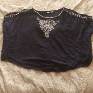 Cato Black Embellished Boxy Blouse